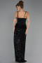 Abendkleid Lang Schuppig Schwarz ABU6650