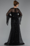 Abendkleid Lang Perlenbesetzt Schwarz ABU6652
