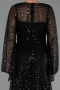 Abendkleid Lang Perlenbesetzt Schwarz ABU6652
