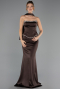 Abendkleid Lang Satin Braun ABU6655