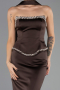 Abendkleid Lang Satin Braun ABU6655