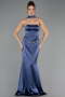 Abendkleid Lang Satin Marineblau ABU6655