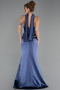 Abendkleid Lang Satin Marineblau ABU6655