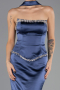 Abendkleid Lang Satin Marineblau ABU6655