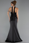 Abendkleid Lang Satin Schwarz ABU6655
