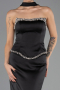 Abendkleid Lang Satin Schwarz ABU6655
