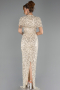 Abendkleid Lang Schuppig Beige ABU6641