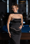 Abendkleid Lang Satin Schwarz ABU6655