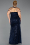 Abendkleid in Übergröße Lang Perlenbesetzt Marineblau ABU6632