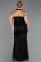 Abendkleid in Übergröße Lang Perlenbesetzt Schwarz ABU6632