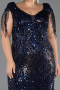 Abendkleid in Übergröße Lang Schuppig Marineblau ABU6610