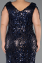 Abendkleid in Übergröße Lang Schuppig Marineblau ABU6610