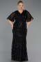 Abendkleid in Übergröße Lang Schuppig Schwarz ABU6373