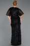 Abendkleid in Übergröße Lang Schuppig Schwarz ABU6373