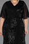 Abendkleid in Übergröße Lang Schuppig Schwarz ABU6373