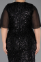 Abendkleid in Übergröße Lang Schuppig Schwarz ABU6373