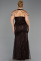 Abendkleid in Übergröße Lang Perlenbesetzt Braun ABU6632
