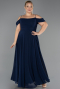 Abendkleid in Übergröße Lang Chiffon Marineblau ABU6646
