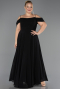 Abendkleid in Übergröße Lang Chiffon Schwarz ABU6646