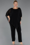 Einladungskleid In Übergröße Chiffon Schwarz ABT139