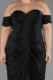 Einladungskleid In Übergröße Midi Chiffon Schwarz ABK2701