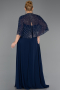 Kleider in Großen Größen Lang Chiffon Marineblau ABU6529