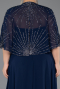 Kleider in Großen Größen Lang Chiffon Marineblau ABU6529