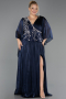 Abendkleid in Übergröße Lang Chiffon Marineblau ABU6619