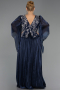Abendkleid in Übergröße Lang Chiffon Marineblau ABU6619