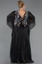 Abendkleid in Übergröße Lang Chiffon Schwarz ABU6619
