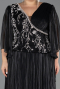Abendkleid in Übergröße Lang Chiffon Schwarz ABU6619