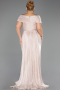 Abendkleid in Übergröße Lang Chiffon Beige ABU6604