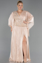 Abendkleid in Übergröße Lang Chiffon Beige ABU6619