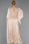Abendkleid in Übergröße Lang Chiffon Beige ABU6619