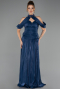 Abendkleid Lang Chiffon Marineblau ABU6640