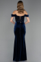 Abendkleid Lang Samt Marineblau ABU6664