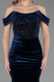 Abendkleid Lang Samt Marineblau ABU6664