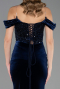 Abendkleid Lang Samt Marineblau ABU6664