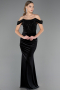 Abendkleid Lang Samt Schwarz ABU6664