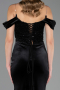 Abendkleid Lang Samt Schwarz ABU6664