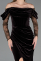Abendkleid Lang Samt Braun ABU6668