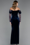 Abendkleid Lang Samt Marineblau ABU6668