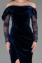 Abendkleid Lang Samt Marineblau ABU6668