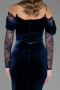Abendkleid Lang Samt Marineblau ABU6668