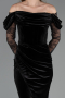Abendkleid Lang Samt Schwarz ABU6668