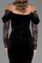 Abendkleid Lang Samt Schwarz ABU6668