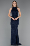 Abendkleid Lang Spitze Marineblau ABU6084