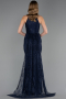 Abendkleid Lang Spitze Marineblau ABU6084