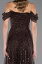 Abendkleid Lang Perlenbesetzt Braun ABU6659