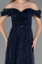 Abendkleid Lang Perlenbesetzt Marineblau ABU6659